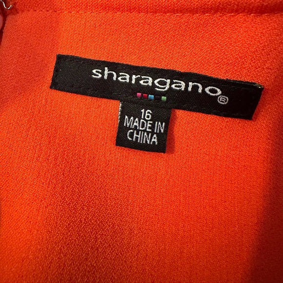 Sharagano Orange Cap Sleeves Zip Back Shift Dress with Pockets - Picture 8 of 8